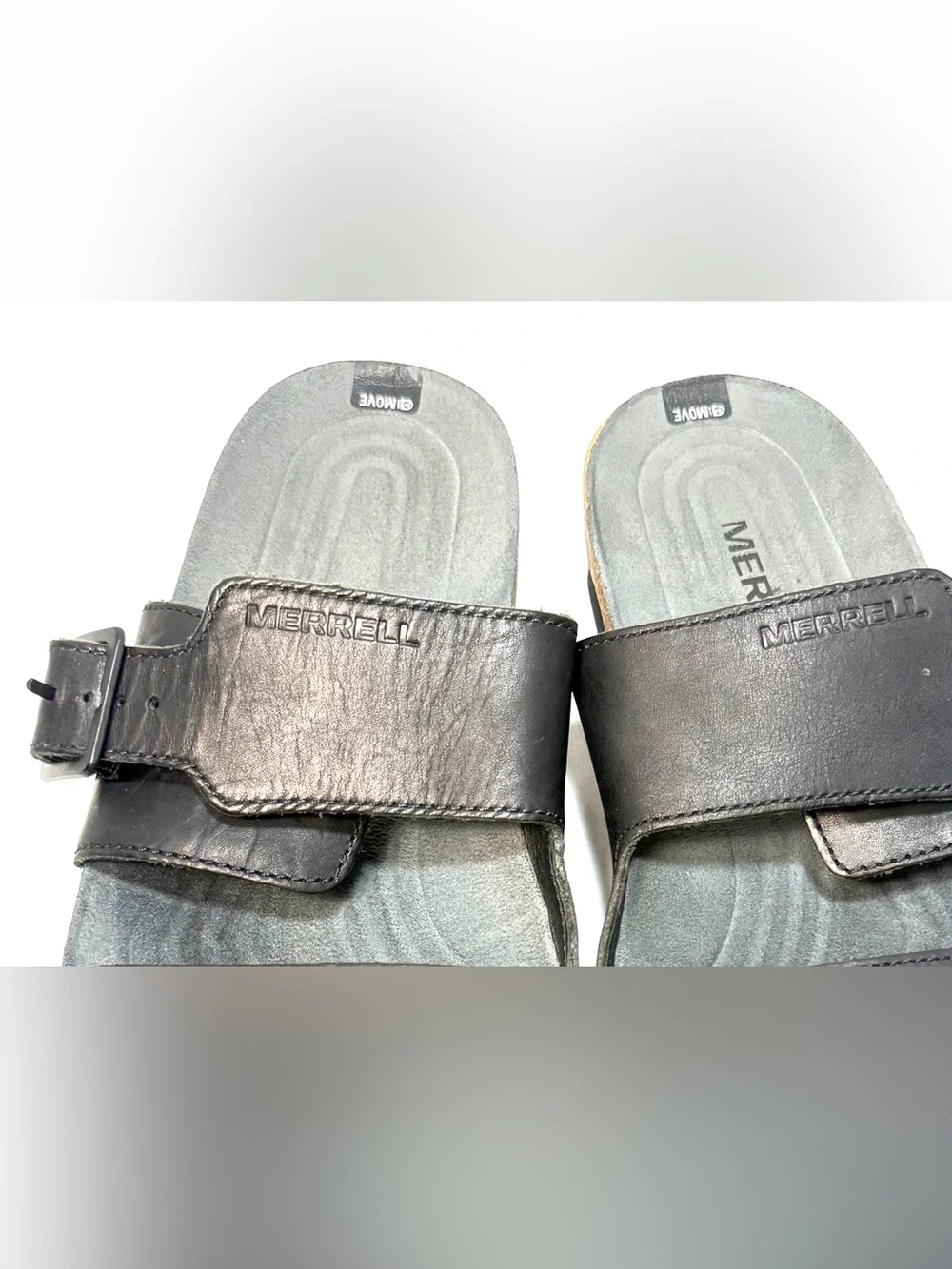 Merrell Move Double Strap Slide Leather Sandals Gray/Black Men’s Size 10